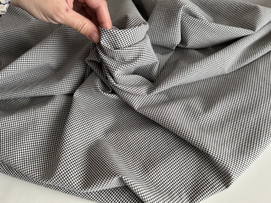 Seersucker / Coton gaufré vichy mini noir / lait Batikou - 5