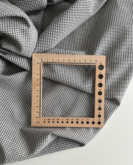 Seersucker / Coton gaufré vichy mini noir / lait Batikou - 6