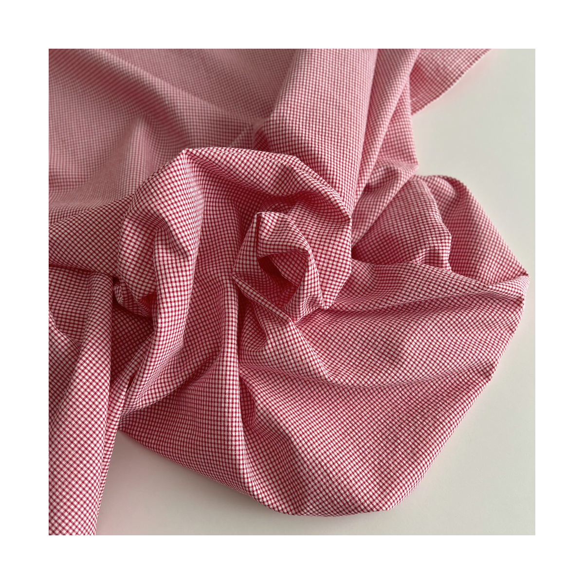 Seersucker / Coton gaufré vichy mini rouge / blanc Batikou - 1