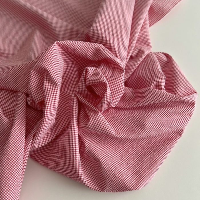 Seersucker / Coton gaufré vichy mini rouge / blanc Batikou - 1