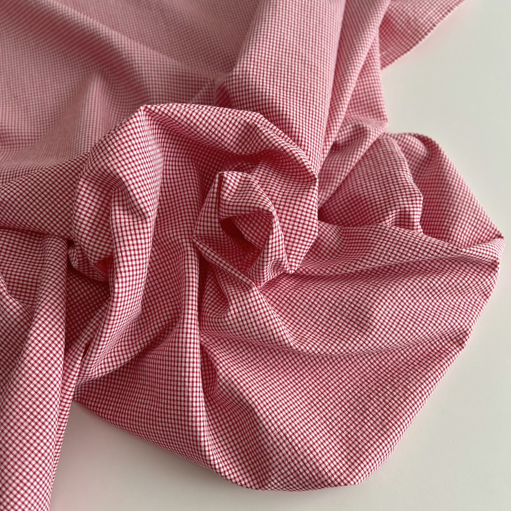 Seersucker / Coton gaufré vichy mini rouge / blanc Batikou - 1