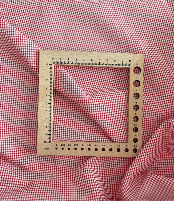 Seersucker / Coton gaufré vichy mini rouge / blanc Batikou - 3