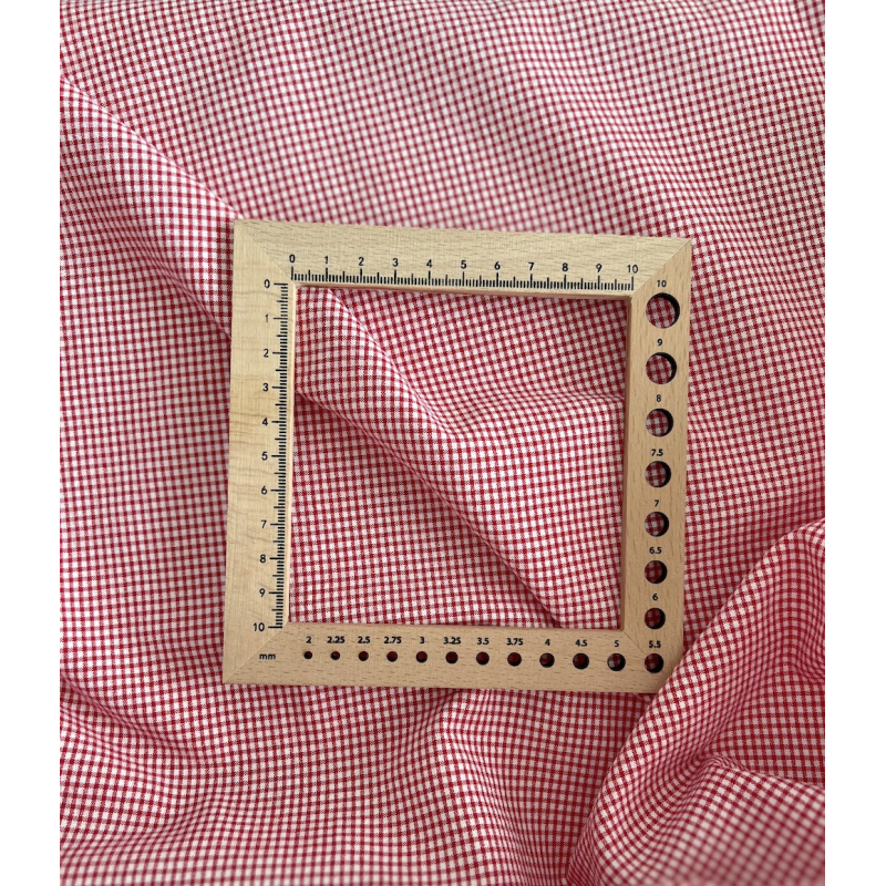 Seersucker / Coton gaufré vichy mini rouge / blanc Batikou - 3