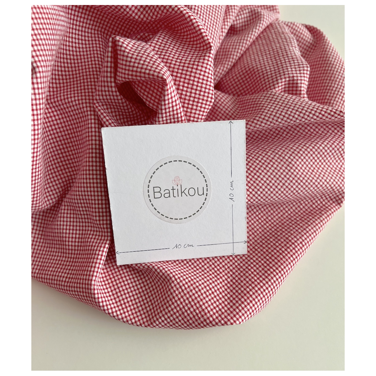 Seersucker / Coton gaufré vichy mini rouge / blanc Batikou - 4