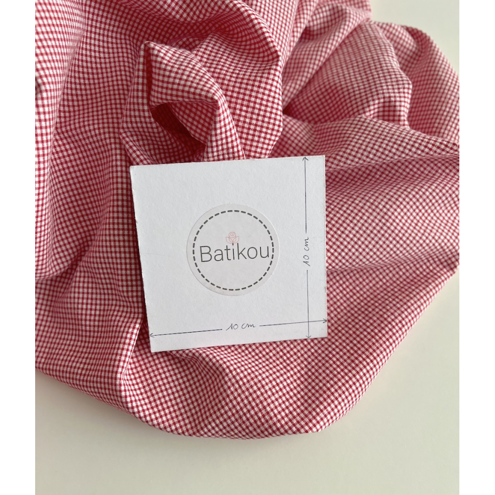 Seersucker / Coton gaufré vichy mini rouge / blanc Batikou - 4