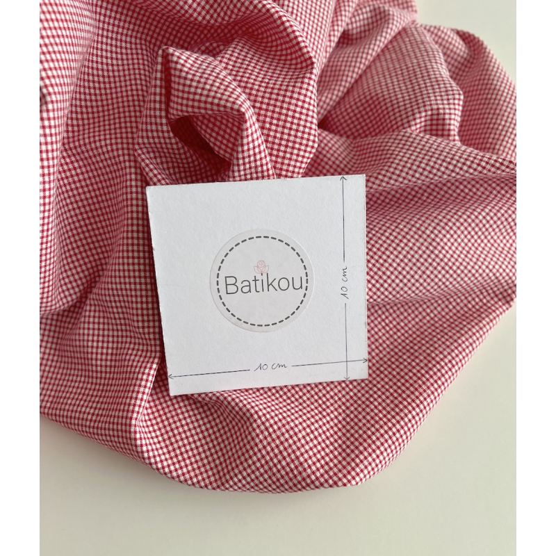 Seersucker / Coton gaufré vichy mini rouge / blanc Batikou - 4