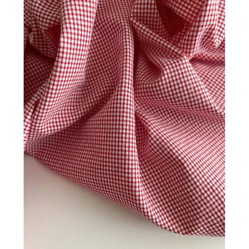 Seersucker / Coton gaufré vichy mini rouge / blanc Batikou - 5