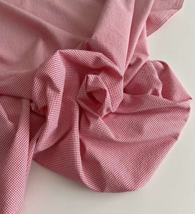 Seersucker / Coton gaufré vichy mini rouge / blanc Batikou - 6