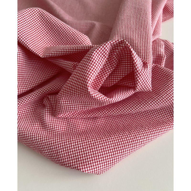 Seersucker / Coton gaufré vichy mini rouge / blanc Batikou - 7