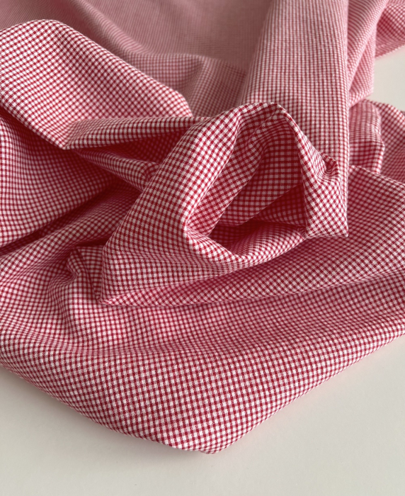 Seersucker / Coton gaufré vichy mini rouge / blanc Batikou - 8