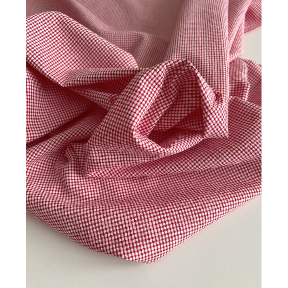 Seersucker / Coton gaufré vichy mini rouge / blanc Batikou - 8