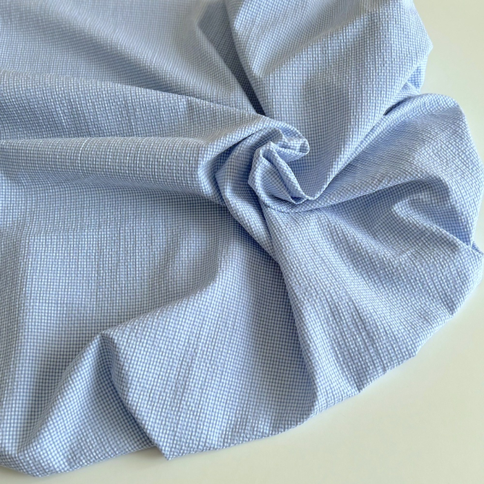 Seersucker / Coton gaufré vichy mini bleu lavande / blanc Batikou - 8