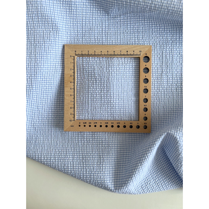 Seersucker / Coton gaufré vichy mini bleu lavande / blanc Batikou - 3