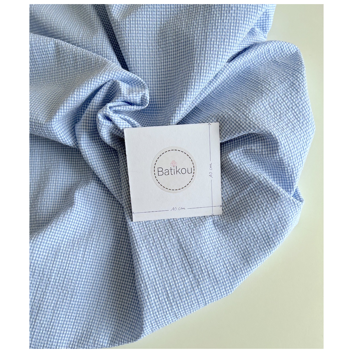 Seersucker / Coton gaufré vichy mini bleu lavande / blanc Batikou - 7 Seersucker / Coton gaufré vichy mini bleu lavande / blanc Batikou - 7
