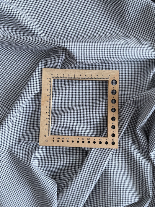 Seersucker / Coton gaufré vichy mini bleu marine / blanc Batikou - 3