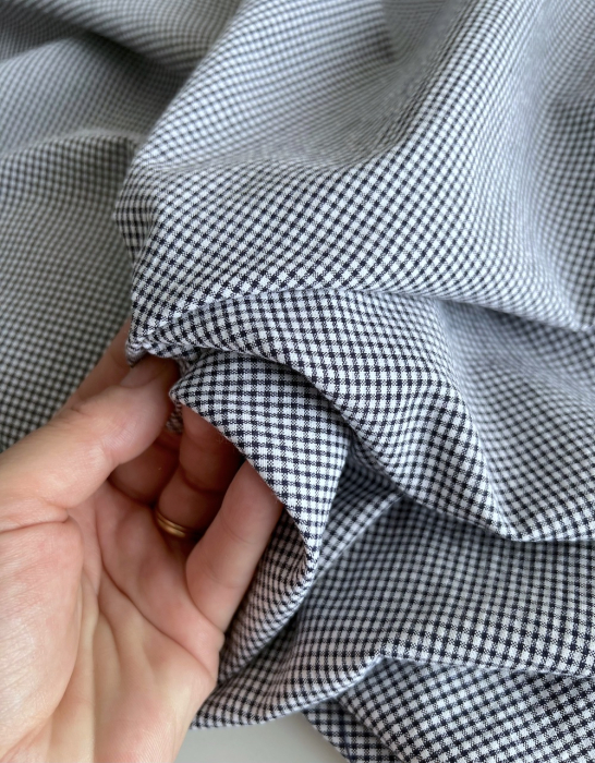 Seersucker / Coton gaufré vichy mini bleu marine / blanc Batikou - 5