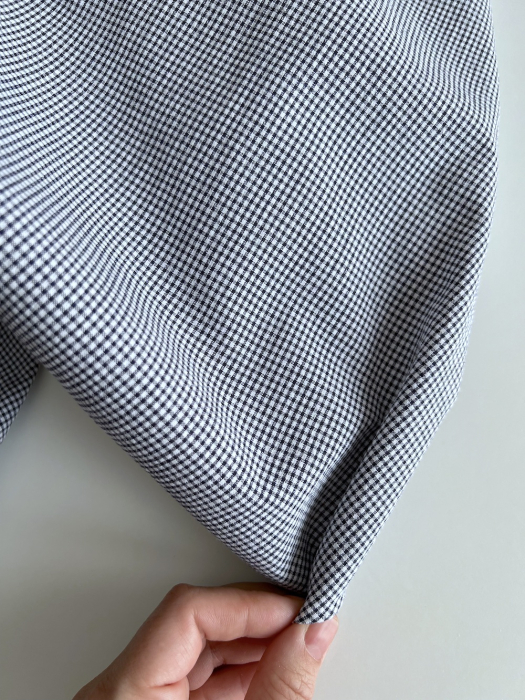 Seersucker / Coton gaufré vichy mini bleu marine / blanc Batikou - 6
