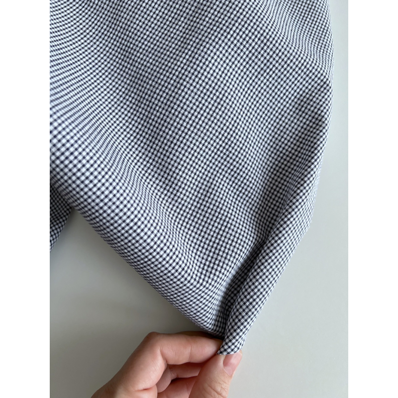 Seersucker / Coton gaufré vichy mini bleu marine / blanc Batikou - 6