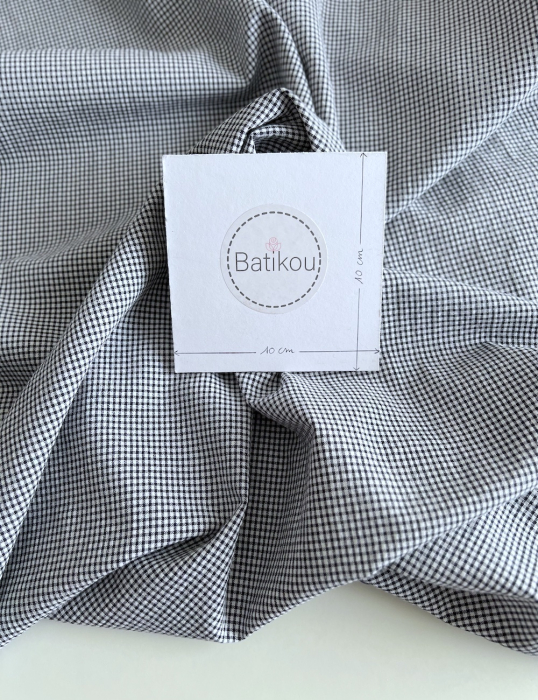 Seersucker / Coton gaufré vichy mini bleu marine / blanc Batikou - 7