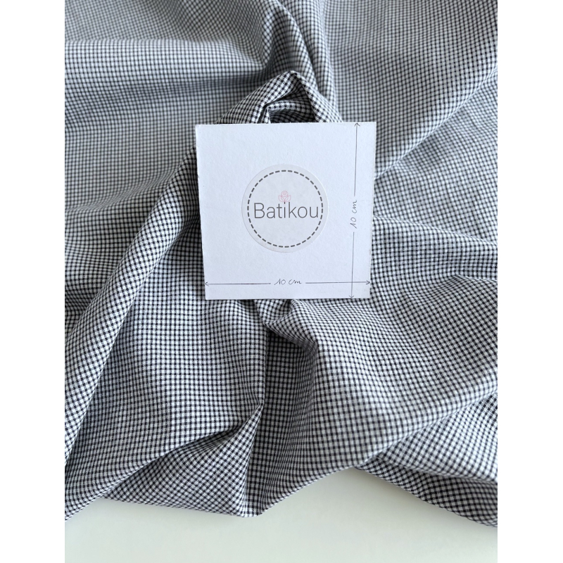 Seersucker / Coton gaufré vichy mini bleu marine / blanc Batikou - 7