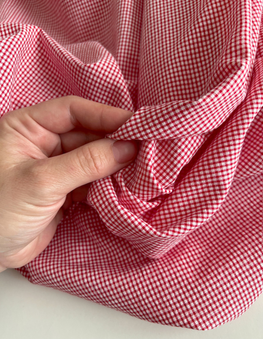 Seersucker / Coton gaufré vichy mini rouge / blanc Batikou - 2