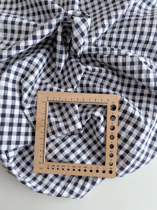 Seersucker / Coton gaufré vichy 6mm bleu marine / blanc Batikou - 6