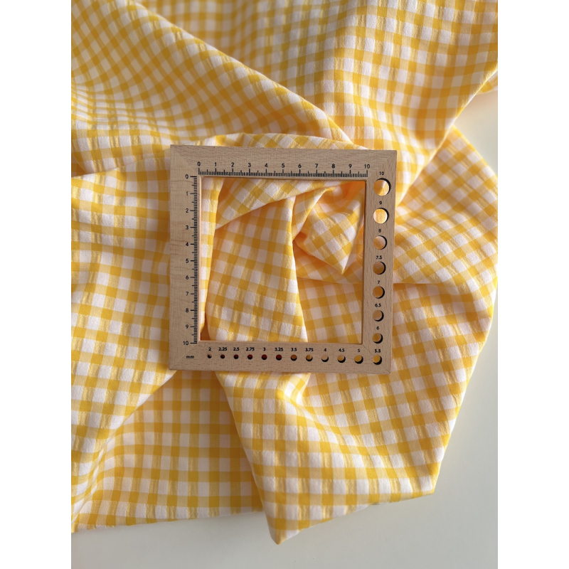 Seersucker / Coton gaufré vichy 6mm jaune citron / blanc Batikou - 7