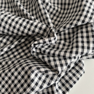 Seersucker / Coton gaufré vichy 6mm noir / lait Batikou - 1