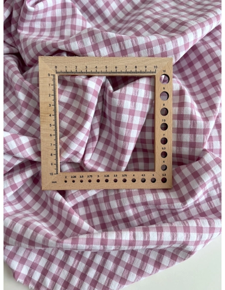 Seersucker / Coton gaufré vichy 6mm glycine / blanc Batikou - 4