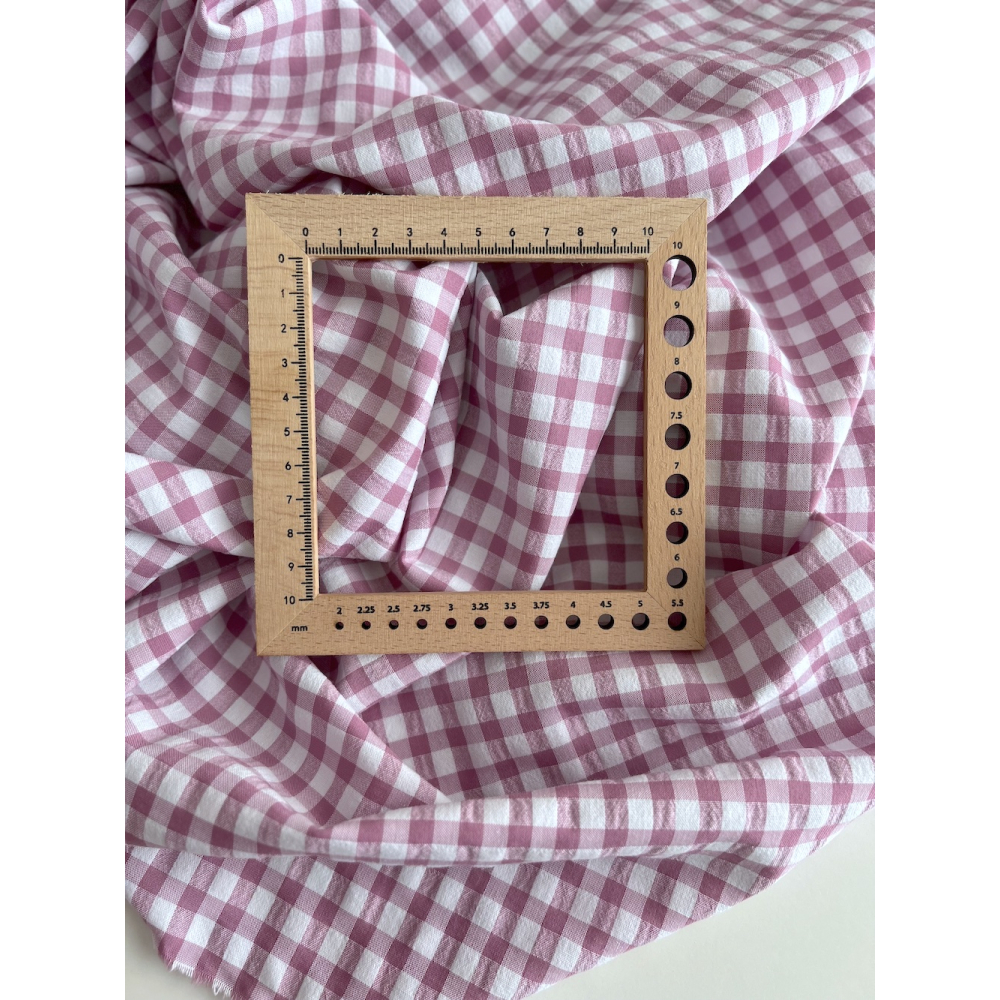 Seersucker / Coton gaufré vichy 6mm glycine / blanc Batikou - 4