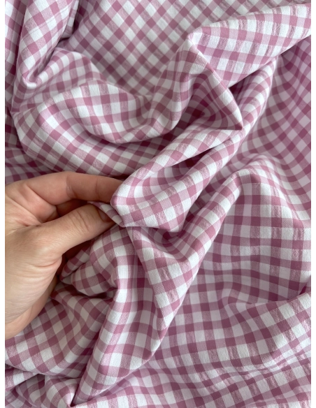 Seersucker / Coton gaufré vichy 6mm glycine / blanc Batikou - 2