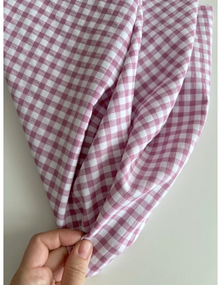 Seersucker / Coton gaufré vichy 6mm glycine / blanc Batikou - 6
