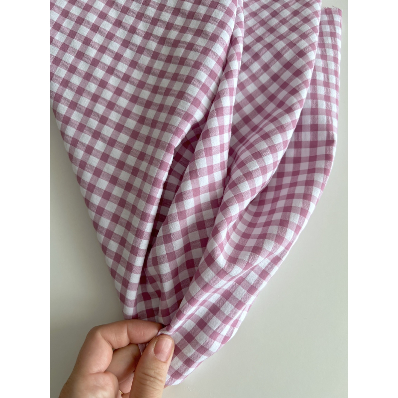Seersucker / Coton gaufré vichy 6mm glycine / blanc Batikou - 6