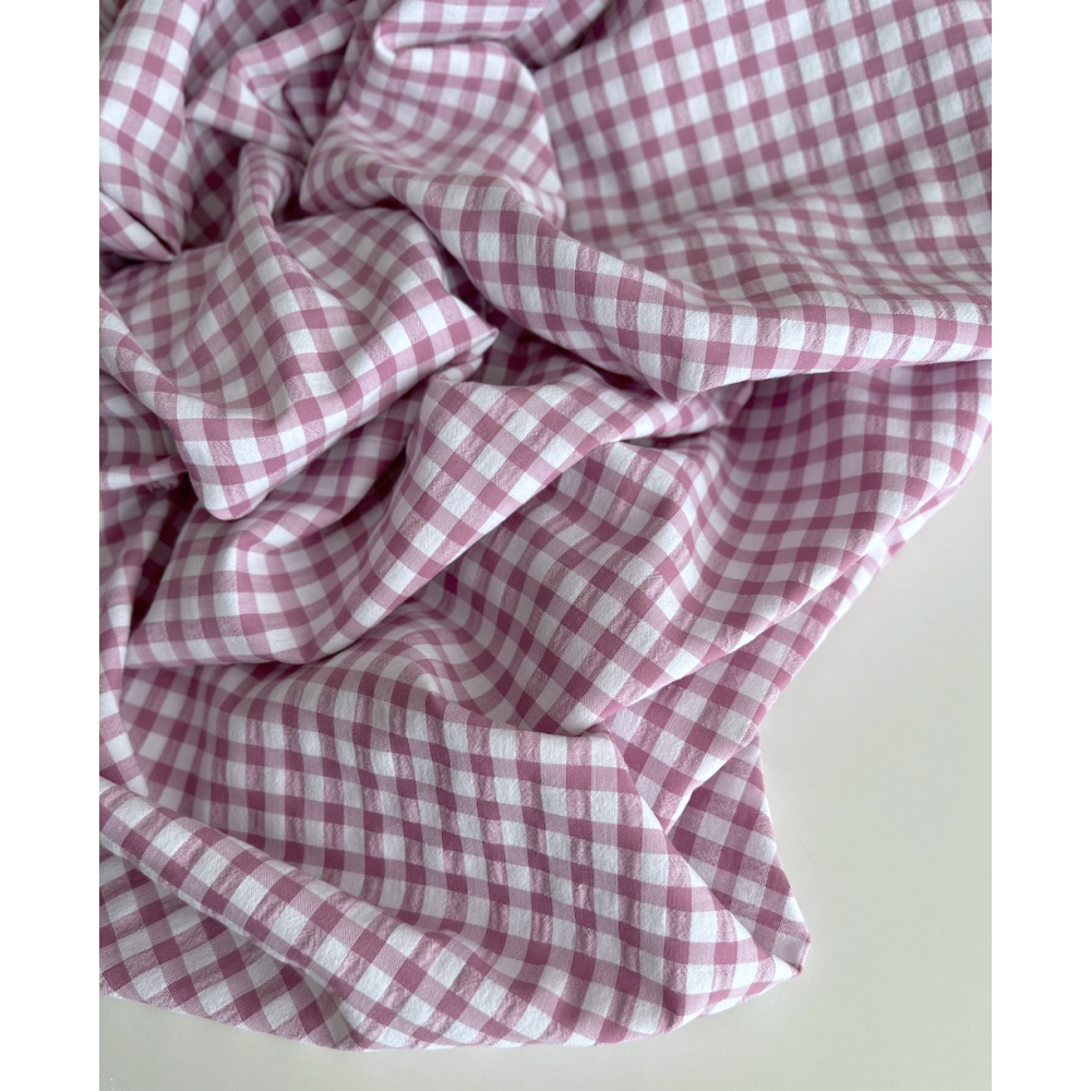 Seersucker / Coton gaufré vichy 6mm glycine / blanc Batikou - 8