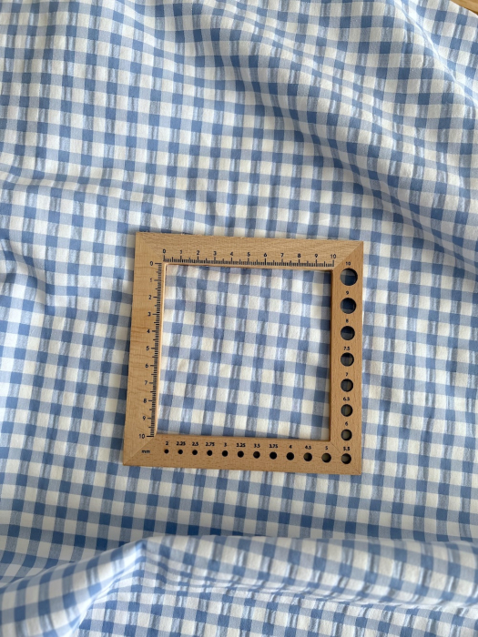 Seersucker / Coton gaufré vichy 6mm bleu lavande / blanc Batikou - 3