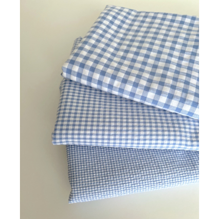 Seersucker / Coton gaufré vichy mini 3mm bleu lavande / blanc Batikou - 2 Seersucker / Coton gaufré vichy mini 3mm bleu lavande / blanc Batikou - 2