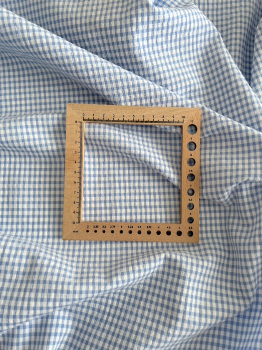 Seersucker / Coton gaufré vichy mini 3mm bleu lavande / blanc Batikou - 6