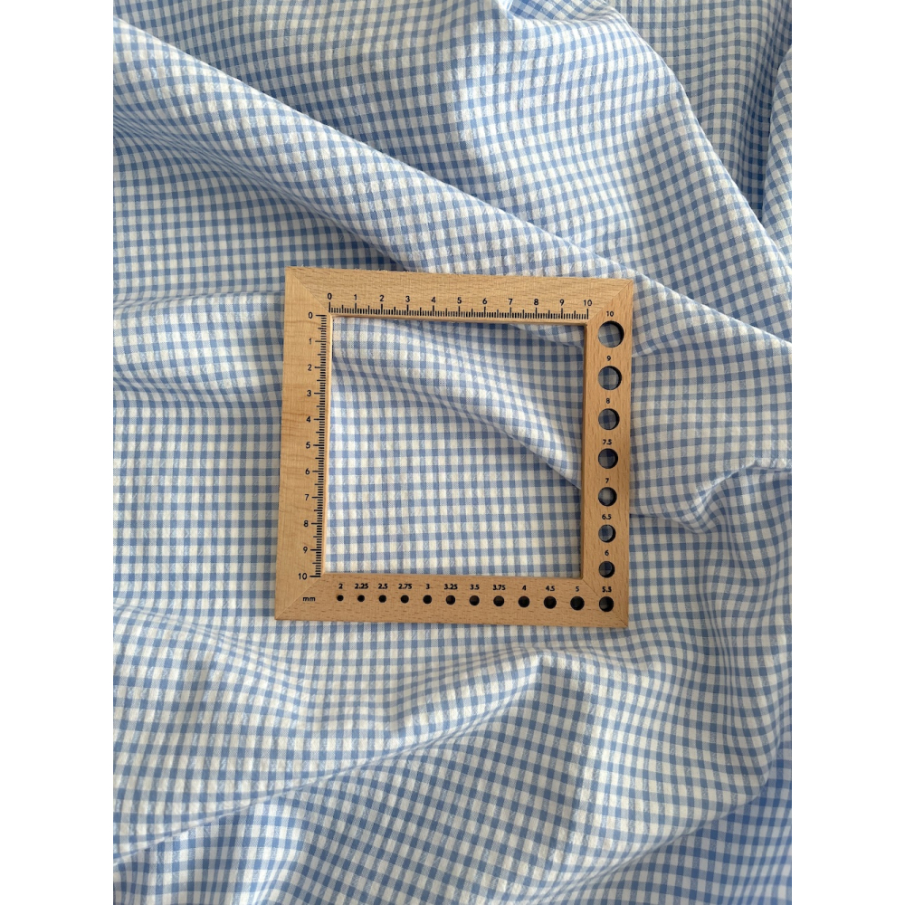 Seersucker / Coton gaufré vichy mini 3mm bleu lavande / blanc Batikou - 6