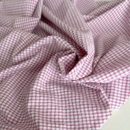 Seersucker / Coton gaufré vichy mini 3mm glycine / blanc Batikou - 1