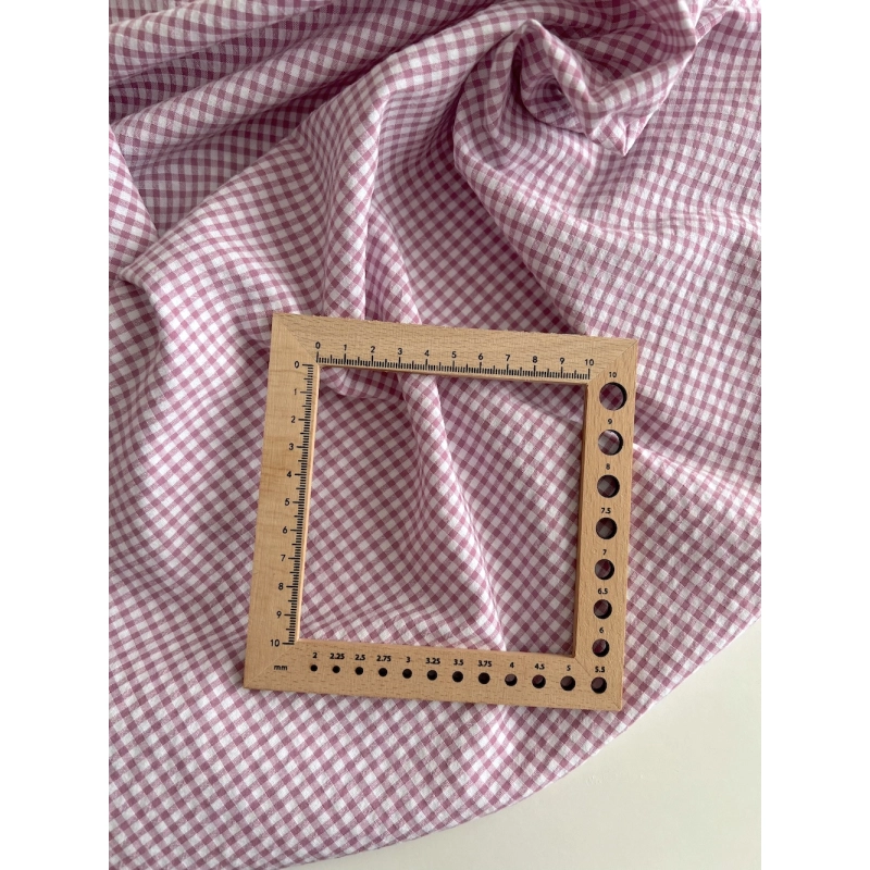 Seersucker / Coton gaufré vichy mini 3mm glycine / blanc Batikou - 3