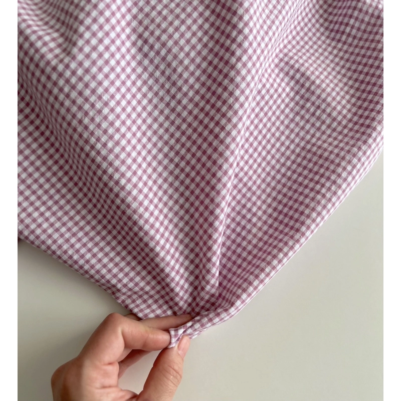 Seersucker / Coton gaufré vichy mini 3mm glycine / blanc Batikou - 8