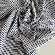 Seersucker / Coton gaufré vichy mini 3mm bleu marine / blanc Batikou - 1