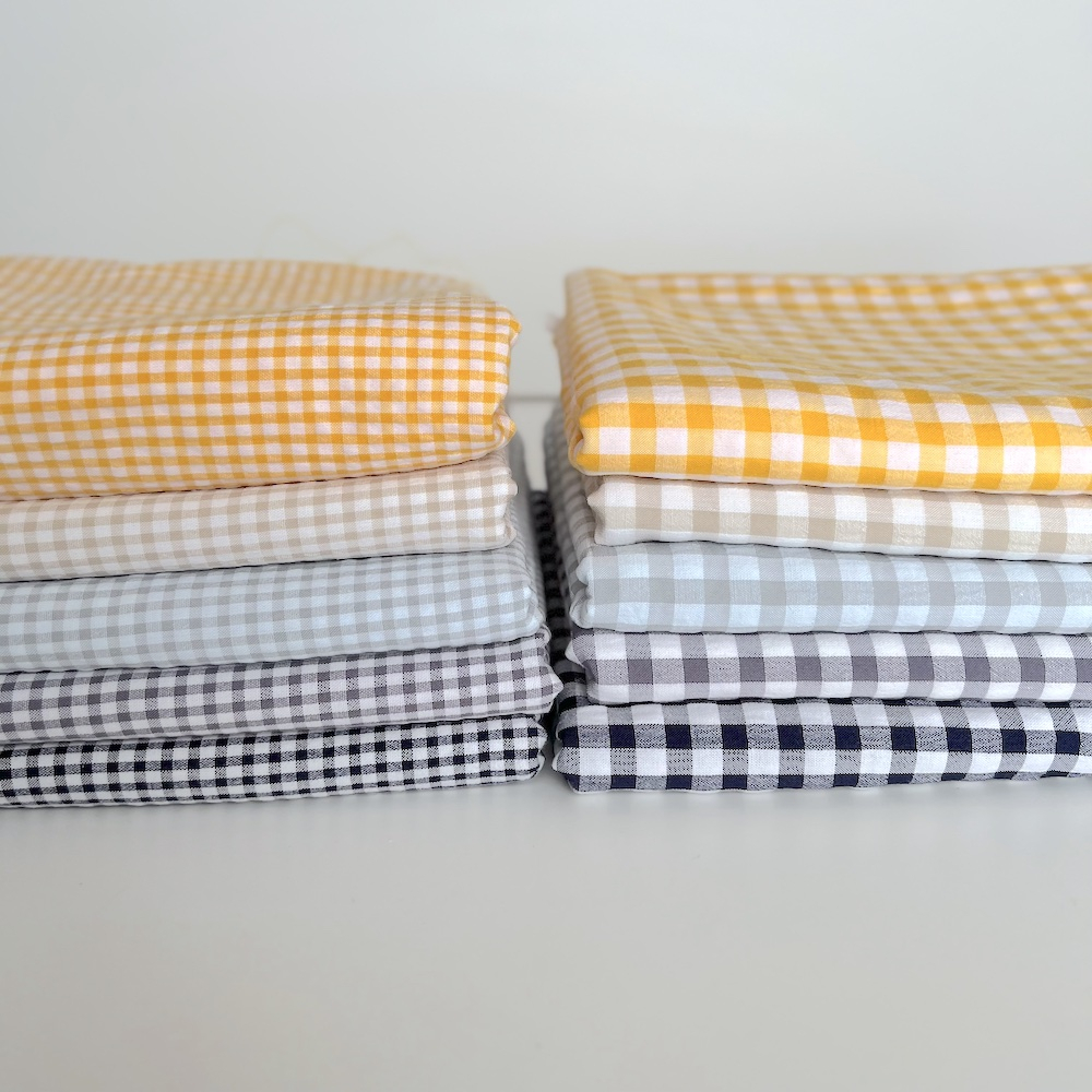 Seersucker / Coton gaufré vichy mini 3mm bleu marine / blanc Batikou - 11