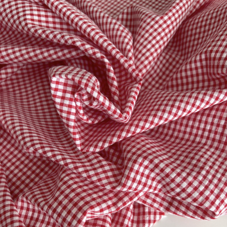 Seersucker / Coton gaufré vichy mini 3mm rouge / blanc Batikou - 1 Seersucker / Coton gaufré vichy mini 3mm rouge / blanc Batikou - 1