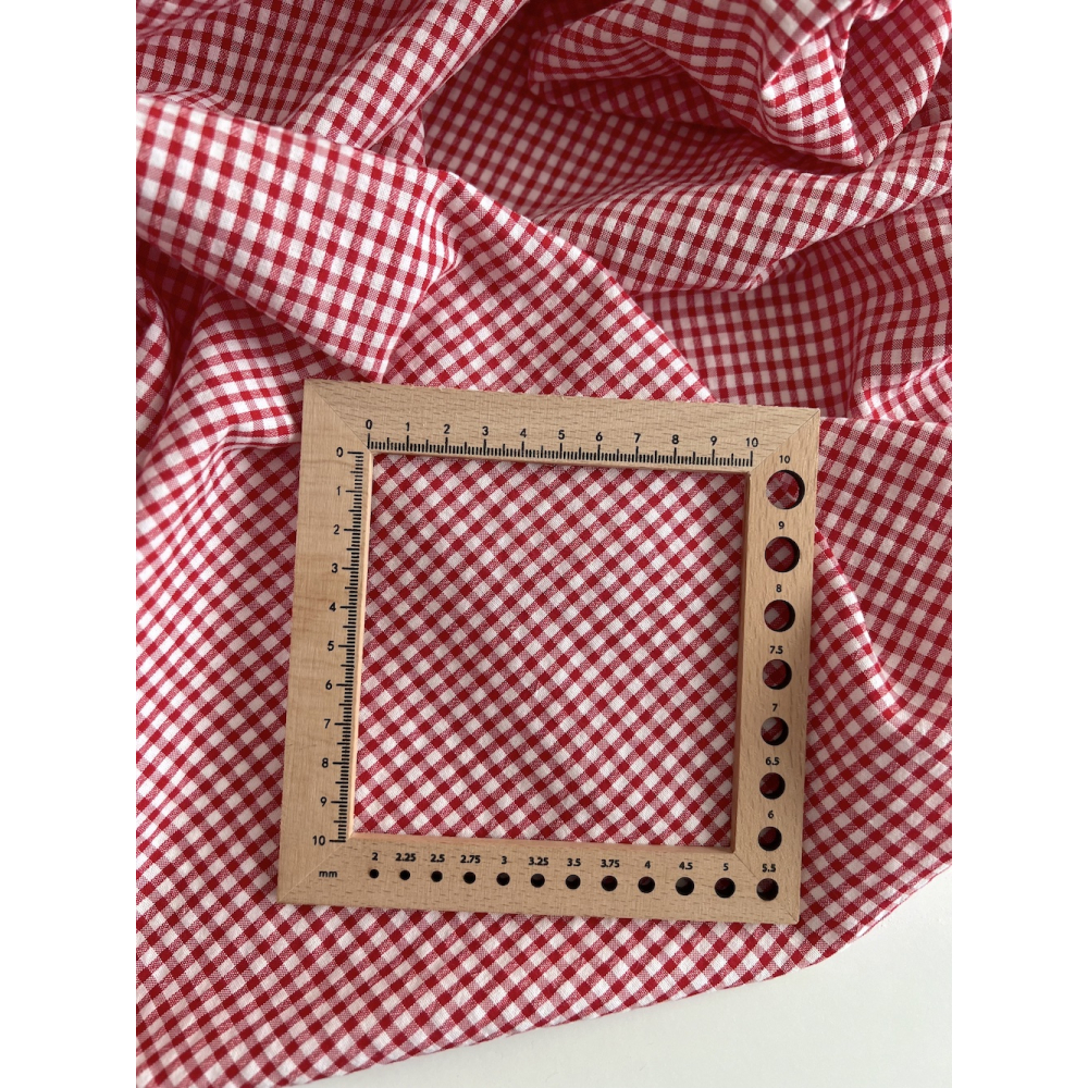 Seersucker / Coton gaufré vichy mini 3mm rouge / blanc Batikou - 3