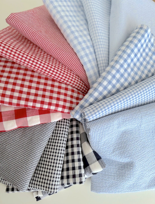 Seersucker / Coton gaufré vichy mini 3mm rouge / blanc Batikou - 10