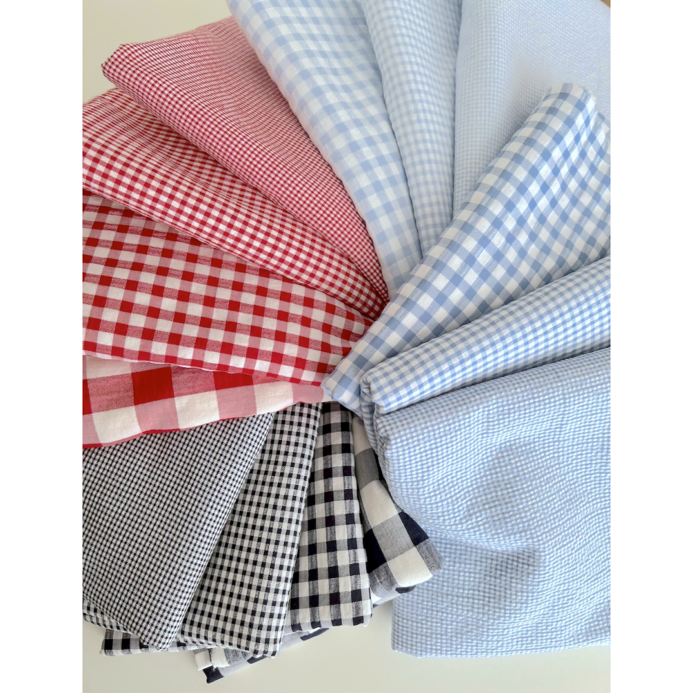 Seersucker / Coton gaufré vichy mini 3mm rouge / blanc Batikou - 10