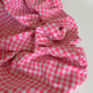Seersucker / Coton gaufré vichy moyen 6mm rose fluo Batikou - 1