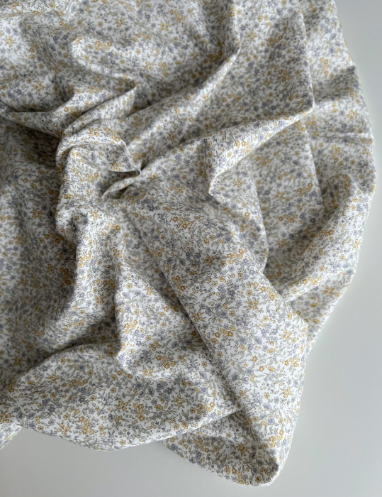 Camille - Tissu sergé / twill de coton organique imprimé fond écru Tissus issus de l'agriculture biologique  - 2