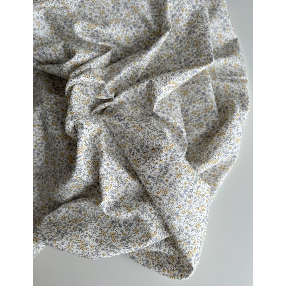 Camille - Tissu sergé / twill de coton organique imprimé fond écru Tissus issus de l'agriculture biologique  - 2